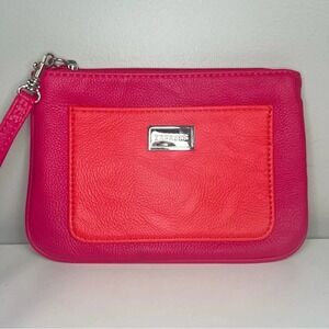 Express Womens Hot‎ Pink Coral Colorblock Wristlet Pouch Clutch 11374